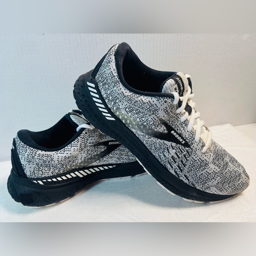 Brooks Black and White Knit Pattern Running Shoes